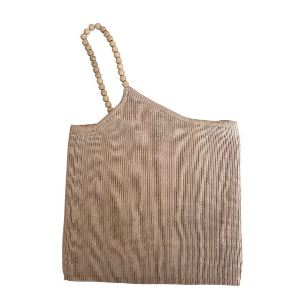 Zara Asymmetrical Knit Tank Top Backless Beaded Strap One Shoulder Size Large in - Picture 13 of 13